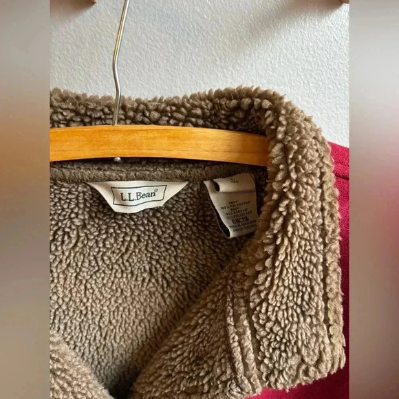 L.L. Bean Faux Suede Sherpa Lined Shearling Coat long line women’s large - Picture 5 of 6